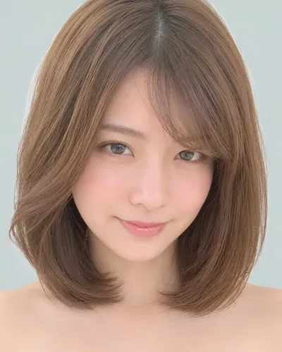 AI 生成人像 fca33f6e538：面部，中发・前长后短中波波头（栗米色）