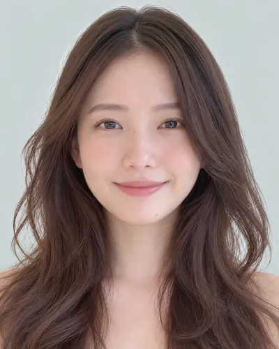 AI 生成人像 fd0c80f2ce1:面部,中长发・斜刘海轻盈卷