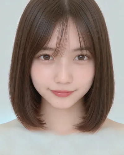 AI 生成人像 fd268ea87a4：面部，短发・迷你波波头（眉上齐刘海）