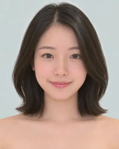 AI 生成人像 fd2f4dc0b94：面部，短发・前长后短菱形短波波头（黑发）