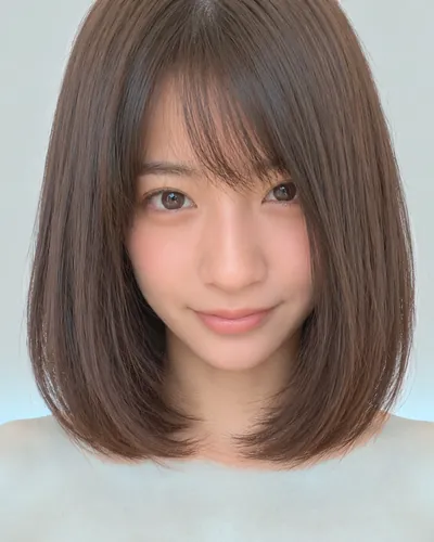 AI 生成人像 fd3e069e76f：面部，短发・圆润短波波头（空气刘海・深棕）