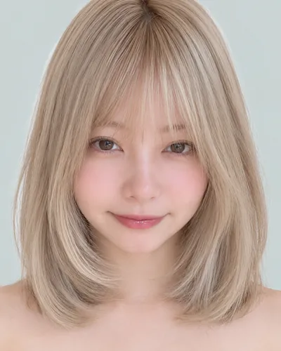 AI 生成人像 fd7860983a3:面部,短发・浅色奶茶短波波头