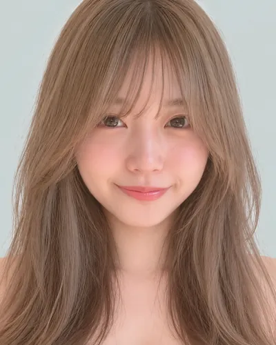 AI 生成人像 fdb18e73302：面部，中长发・蝴蝶剪（薄荷米色・空气刘海）