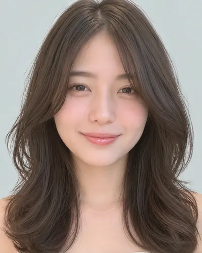 AI 生成人像 fdbcd004ebc:面部,中长发・双刘海韩式层次