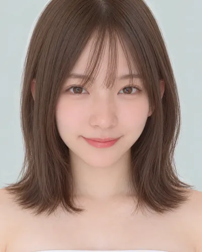 AI 生成人像 fde99093332：面部，中发・前长后短中波波头（栗米色）