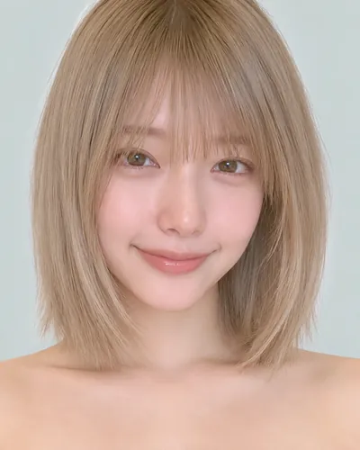 AI 生成人像 fe04d692187:面部,短发・浅色奶茶短波波头