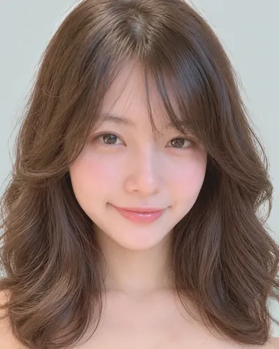 AI 生成人像 fe0ed6ce7d8：面部，中长发・螺旋烫韩式中长发