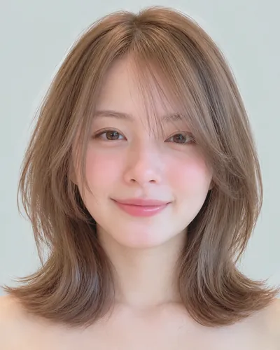 AI 生成人像 fe28a9d95cc：面部，短发・内收短发（颈后偏长・空气刘海）