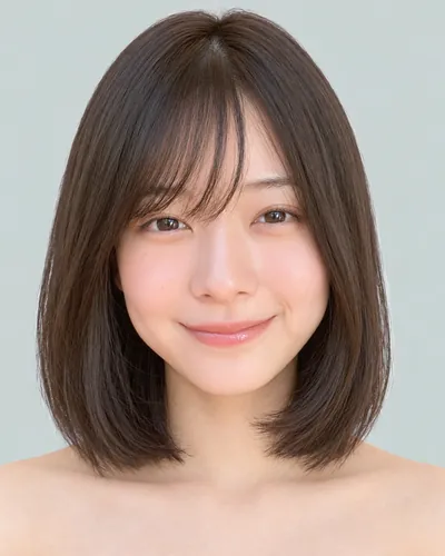AI 生成人像 fe2ef6b9511：面部，短发・迷你波波头（眉上齐刘海）