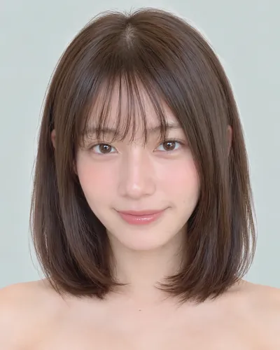 AI 生成人像 fe2f7245c91：面部，短发・迷你波波头（眉上齐刘海）