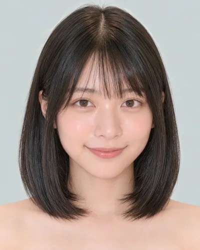 AI 生成人像 fe3d383a092：面部，短发・齐切直发波波头（无刘海）