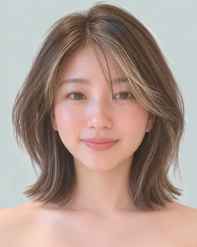 AI 生成人像 fe54d32f191:面部,短发・挑染圆润短发