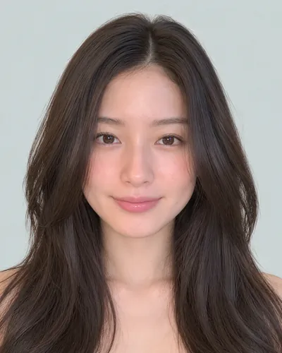 AI 生成人像 fe71cbbadf0:面部,中长发・中长发黑发光泽层次