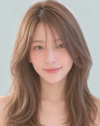 AI 生成人像 fea8d04d530：面部，中长发・蝴蝶剪（薄荷米色・空气刘海）