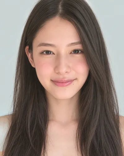 AI 生成人像 feacd72662f:面部,中长发・中长发黑发光泽层次