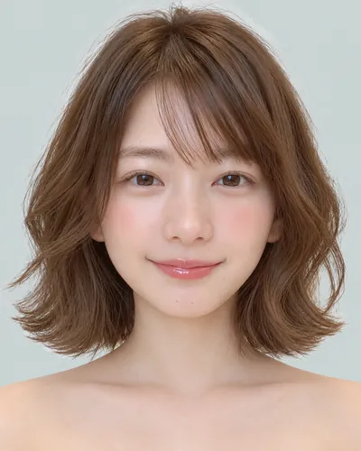 AI 生成人像 fecbb82610c：面部，短发・迷你波波头烫（仿自然卷）