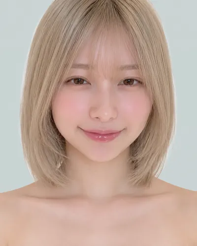 AI 生成人像 fed345cd9bd:面部,短发・浅色奶茶短波波头