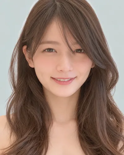 AI 生成人像 fedfa9f7735:面部,中长发・斜刘海轻盈卷