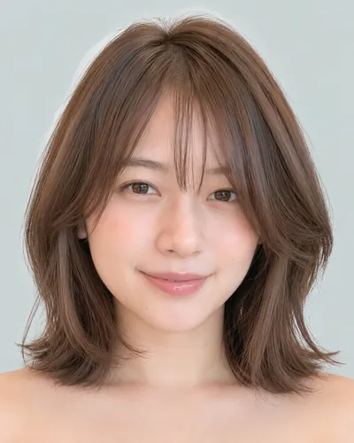 AI 生成人像 fef9a9ca82f：面部，短发・层次短波波头（脸周层次）