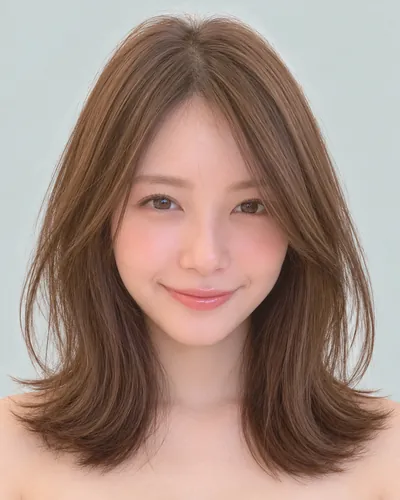 AI 生成人像 ff012a3b8d3：面部，中发・前长后短中波波头（栗米色）