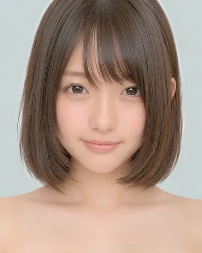 AI 生成人像 ff0d9abc61f：面部，短发・迷你波波头（眉上齐刘海）