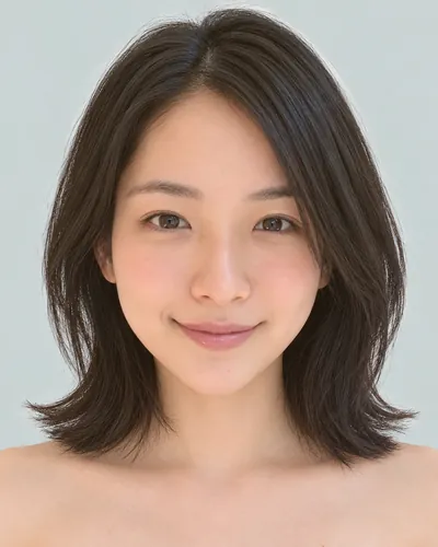 AI 生成人像 ff1fe1b3928：面部，短发・前长后短菱形短波波头（黑发）
