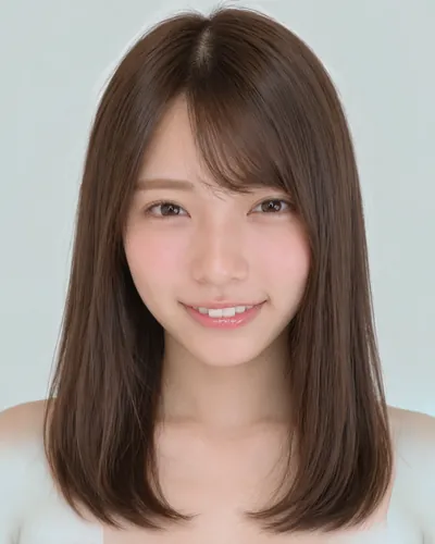 AI 生成人像 ff39b03654b：面部，中长发・中长发直发（有刘海・深色发）