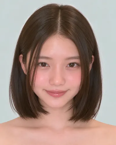 AI 生成人像 ff55d4b3f95：面部，短发・齐切直发波波头（无刘海）
