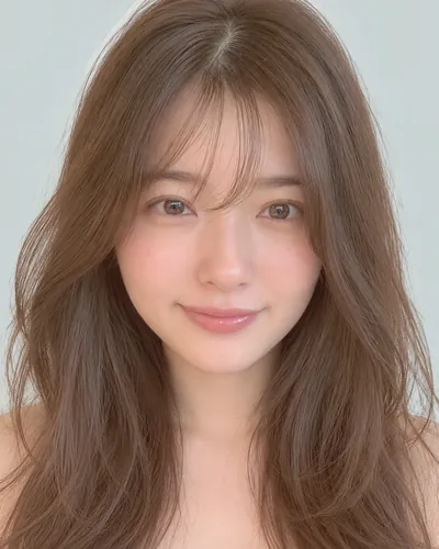 AI 生成人像 ff72b2b7faa：面部，中长发・空气齐刘海碎层