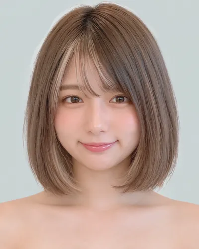 AI 生成人像 ffb69f357ef:面部,短发・挑染圆润短发