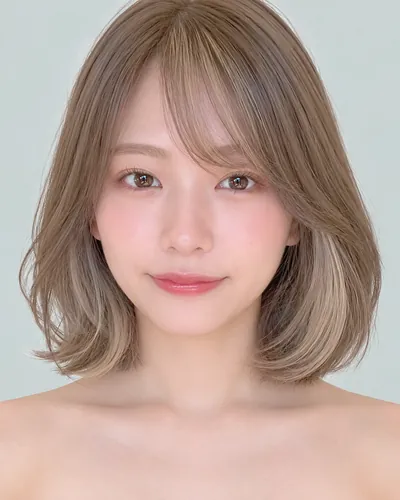 AI 生成人像 ffff16f4e35:面部,短发・挑染圆润短发