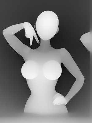 姿势深度图 P005：辣妹剪刀手（手背朝外）（上半身单人 · 可爱系 · 正面）