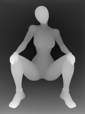 姿势深度图 P019：M字开腿（坐姿・双手扶膝）（全身单人・性感系 · 坐姿 · 正面）
